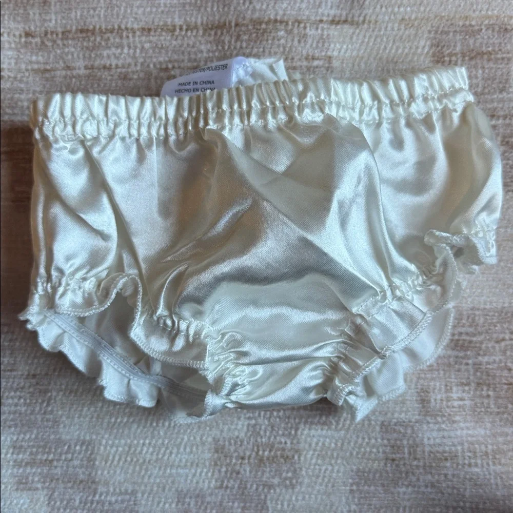 Nannette Baby Satin Cream Floral Bubble Dress and Bloomer Set size 3M NWT